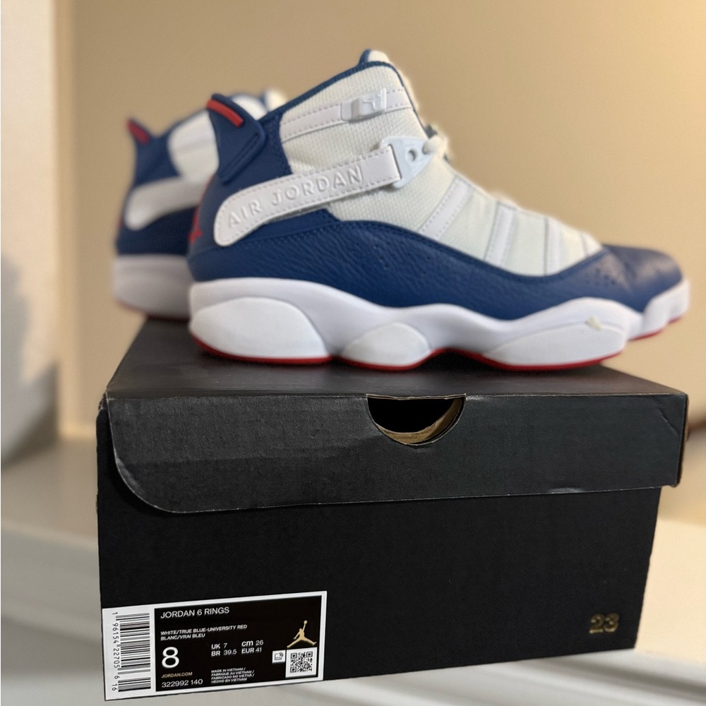 Nike Jordan 6 Rings True Blue and University Red Sneakers 8 - Picture 6 of 11